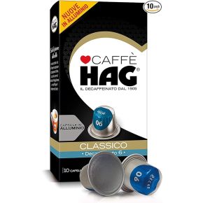 10 Capsule in Alluminio Hag Espresso Decaffeinato per Macchine Nespresso